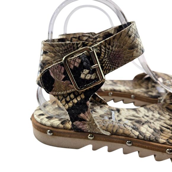 AGL Animal Print Gladiator Sandals Womens 7 37 Studded Designer Mob Wife Brown - Picture 2 of 11